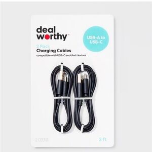 USB C 3” USB-A to USB-C 2pk Cable - dealworthy Black  This pack contains 2